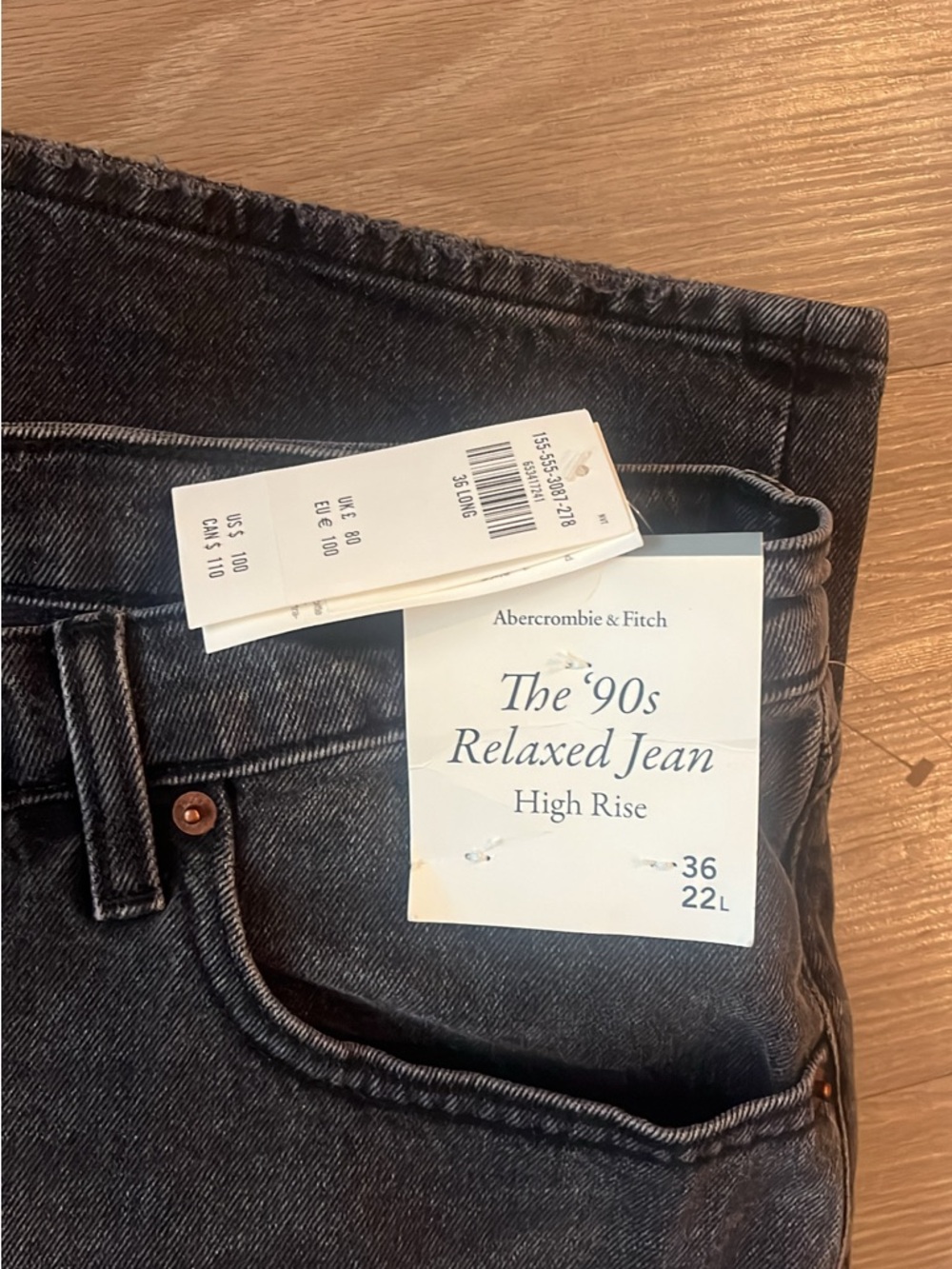 Abercrombie & Fitch 90s relaxed Jeans high Rise - Black 36/22L - Picture 3 of 3